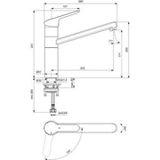 Ideal Standard - Küchenarmatur CERAFLEX mit hohem Rohrausl., Ausld.222 mm, chrom