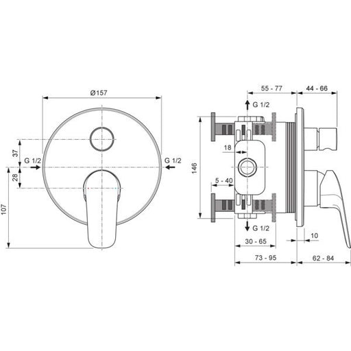Ideal Standard - IS Badearmatur UP Ceraflex 2027 Ros.163x163mm DIN EN 1717 Chrom