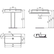 Ideal Standard - Waschtisch CONCA, 1 Hl., o.Ül., 800x450x145mm, Weiß