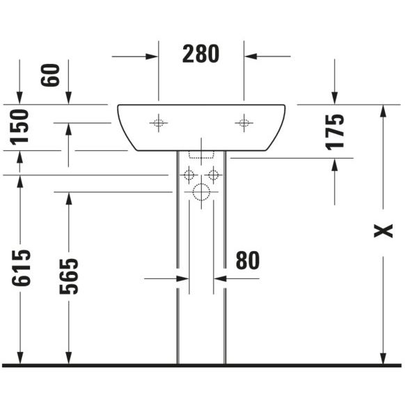Duravit - Waschtisch D-CODE 550mm 231055 m.ÜL, 1 HL, weiß