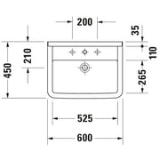 Duravit - Waschtisch STARCK 3 600x450mm 030060 m.ÜL, 1 HL, weiß