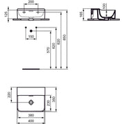 Ideal Standard - Handwaschbecken CONCA, o.Hl., m.Ül., 400x350x165mm, geschliffen, Weiß