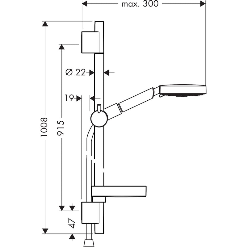 Hansgrohe - Brausegarnitur RAINDANCE S 120 Air 3jet UNICA S Puro 900mm 27884000 chrom