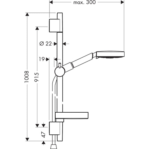 Hansgrohe - Brausegarnitur RAINDANCE S 120 Air 3jet UNICA S Puro 900mm 27884000 chrom