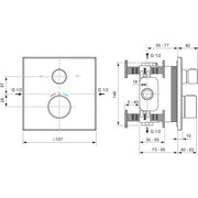 Ideal Standard - IS Badethermostat UP Ceratherm C100 Rosette 163x163mm Magnetic Grey