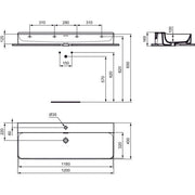 Ideal Standard - Waschtisch CONCA, 1 Hl., m.Ül., 1200x450x165mm, Weiß mit IdealPlus