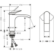Hansgrohe - Waschtischmischer 110 VIVENIS ohne Ablaufgarnitur mattschwarz