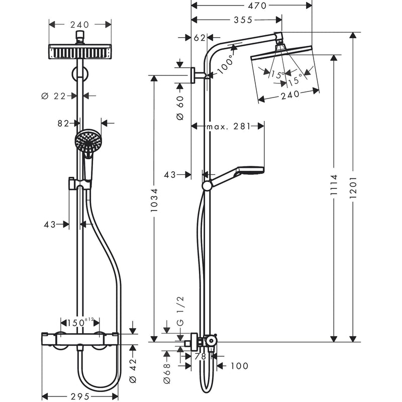 Hansgrohe - Showerpipe CROMETTA E 240 EcoSmart chrom
