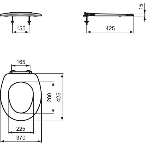 Ideal Standard - WC-Sitzring CONTOUR 21, mit Stangenscharnier, weiß