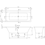 VILLEROY & BOCH - Badewanne Architectura 170ARE2A2 re-eckig m. System AC TP2 Weiß Alpin