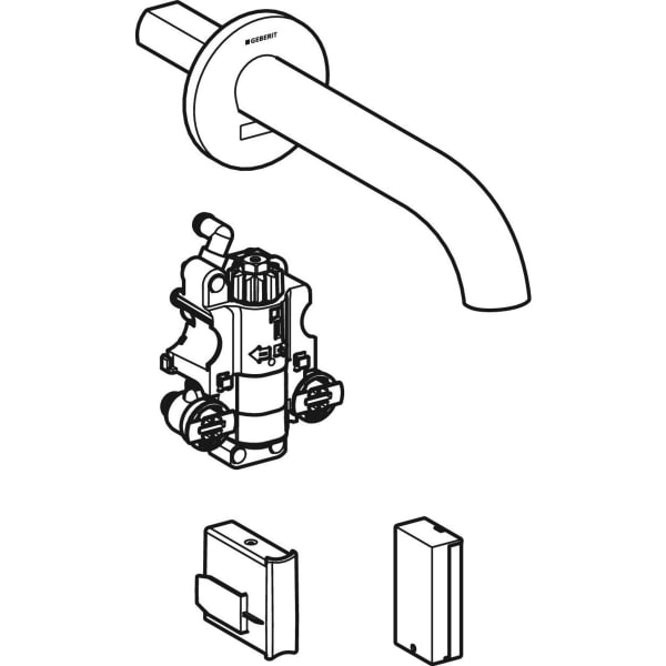 Geberit Vertriebs - Piave WT-Arm., Wandmontage, Batterie f. UP-Funkt.Box, Therm.Mi.,L:17cm, edst