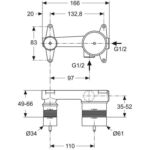 Ideal Standard - UP-Bausatz 1, für Einhebel-Wand-Waschtischarmatur