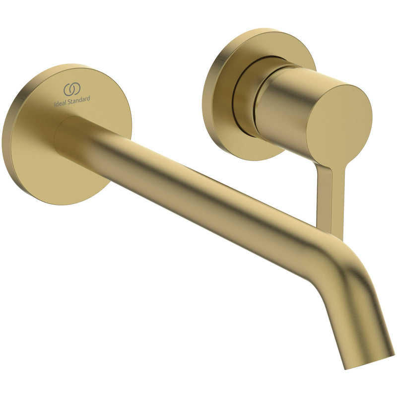 Ideal Standard - Wand-Waschtischarmatur JOY, BS2, runde Rosette, Ausld.225mm, Brushed Gold