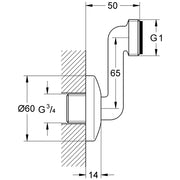 Grohe - S-Anschluss 12482 Verstellbarkeit 65mm 3/4x1 chrom