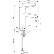 Ideal Standard - WT-Armatur CERAPLUS 2, Grande ohne Ablaufgarn., Ausld. 123mm, Chrom