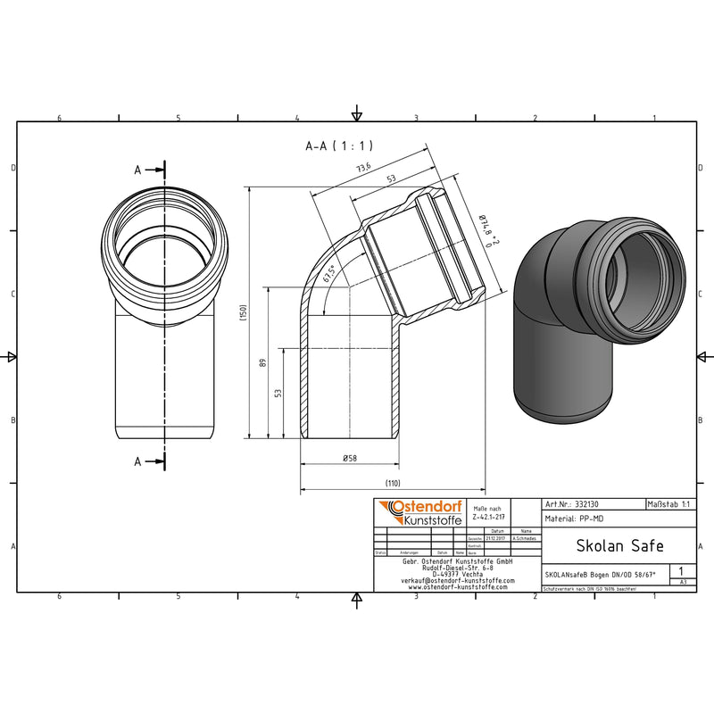 Gebr. Ostendorf - Safe Bogen DN/OD58 67Grad