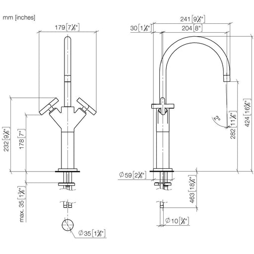 Dornbracht - WT-ELB mit erhöhtem Standfuß TARA 22533892 messing gebürstet