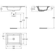 Ideal Standard - Unterbauwaschtisch STRADA, o.Hl., m.Ül., 595x435x170mm, Weiß m. IP