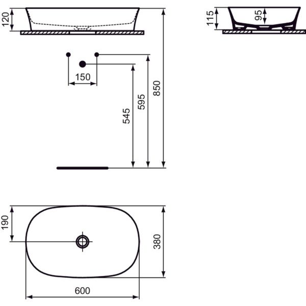 Ideal Standard - Schale IPALYSS, o.Hl., o.Ül., 600x380x120mm, Nude