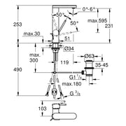 Grohe - EH-Waschtischbatterie PLUS 23843 L-Size ausziehbarer Auslauf chrom