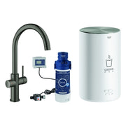 Grohe - Armatur und Boiler RED Duo 30083 M-Size C-Auslauf hard graphite gebürstet