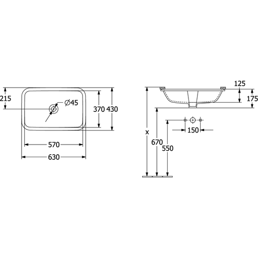 VILLEROY & BOCH - UnterbauWT Architectura 570x370mm re-eckig o ÜL AS n gl weAlpin