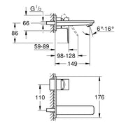 Grohe - 2-Loch-WT-Wandbatterie LINEARE 19409_1 FMS hard graphite gebürstet