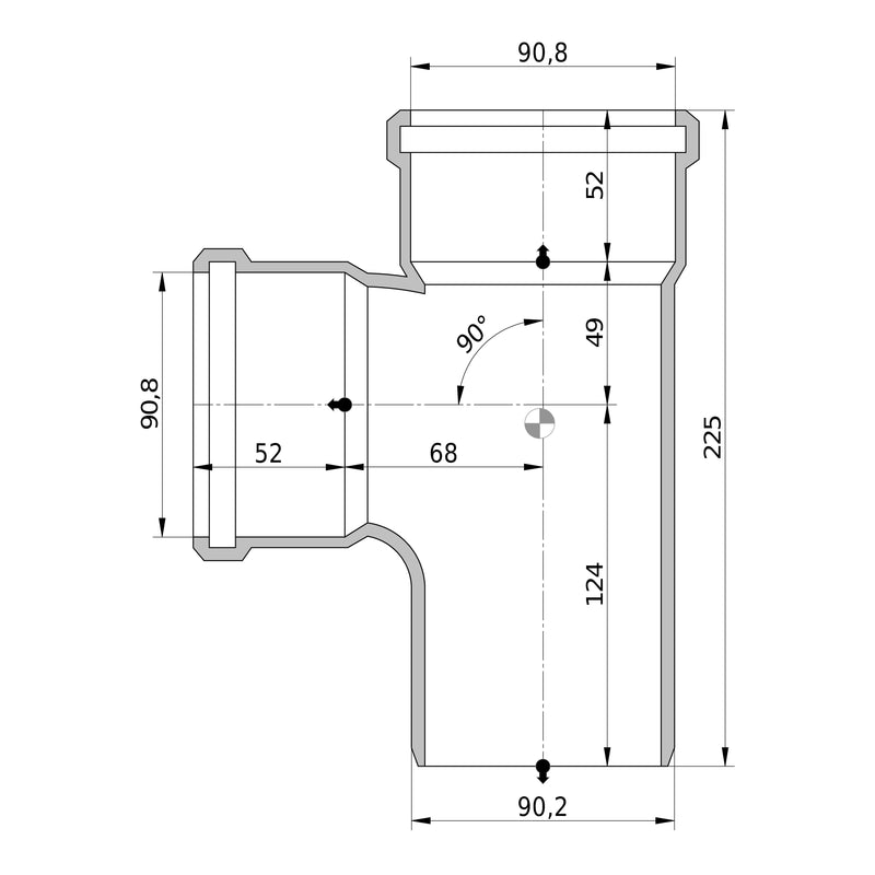 Wavin - Abzweig AS+ DN 90x90 88.5 Grad IR