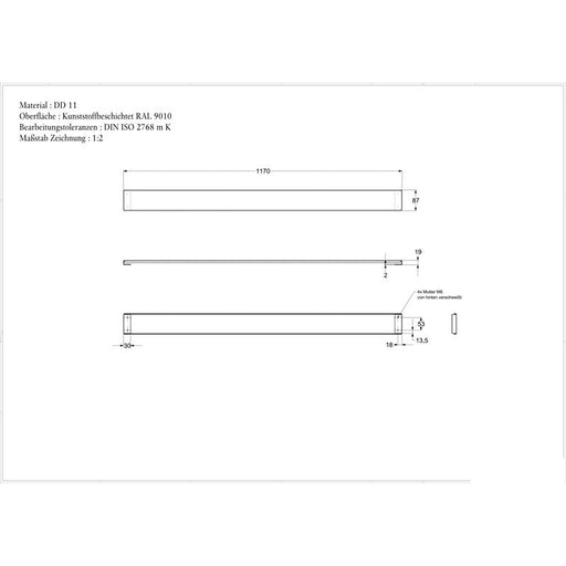 VILLEROY & BOCH - Konsolenträger 1200mm A18 m Befest. Typ 92223768 Stahl weiß lackiert