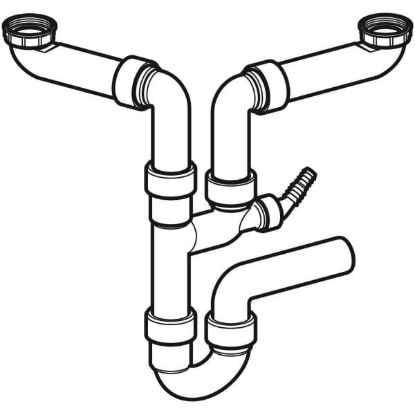 Geberit Vertriebs - Rohrbogengeruchsverschluss für zwei Spülbecken Abgang horiz. G1 1/2x50