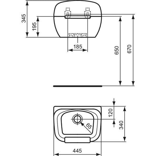 Ideal Standard - Ausgußbecken DUORO 445mm R3806 weiß