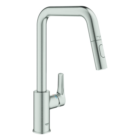 Grohe - EH-SPT-Batterie Eurosmart 30619 hoher Auslauf Dual Spülbrause supersteel