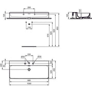 Ideal Standard - Waschtisch CONCA, 3 Hl., m.Ül., 1000x450x165mm, geschliffen, Weiß