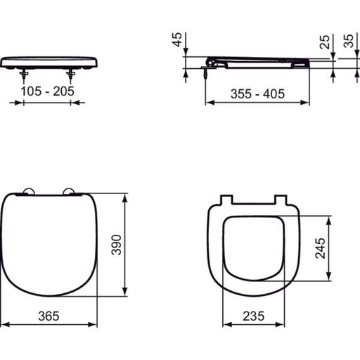 Ideal Standard - WC-Sitz EUROVIT PLUS, für Kompakt-WC weiß