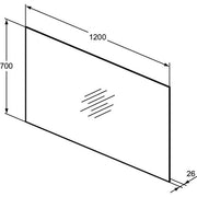 Ideal Standard - Spiegel MIRROR&LIGHT, 55W, m. Ambientelicht, 1200x26x700mm