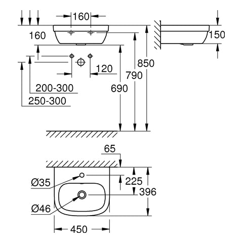 Grohe - Handwaschbecken EURO Keramik 39324 45cm alpinweiß