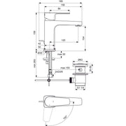 Ideal Standard - Waschtischarmatur CERAFINE D, H105, BlueStart, m.Ablgarn., Ausld.120mm,Chrom