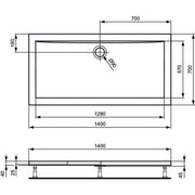 Ideal Standard - Rechteck-Brausewanne ULTRA FLAT, 1400x700x47mm, Weiß