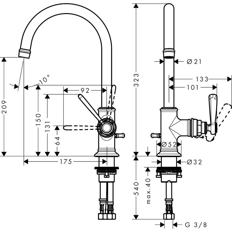 Hansgrohe - Waschtischmischer 210 AXOR Montreux chrom