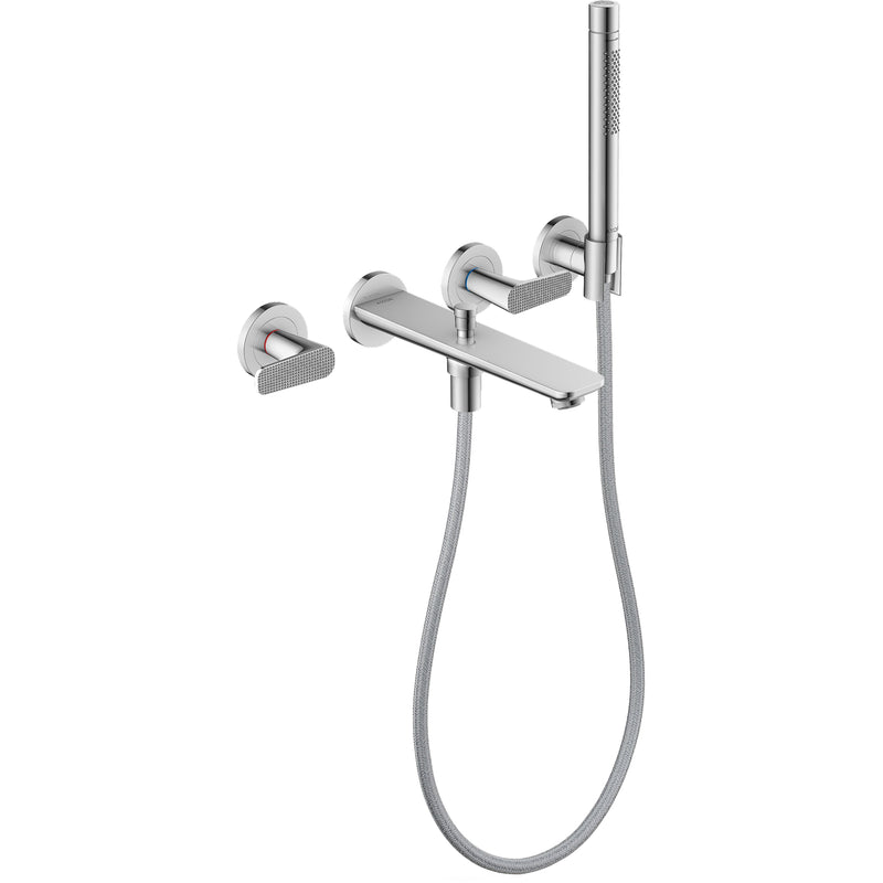 Hansgrohe - 3-Loch Fertigset Wannemisch.Wand UP Axor Citterio C mit HB Cubic cut chrom