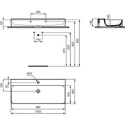 Ideal Standard - Waschtisch CONCA, 1 Hl., o.Ül., 1000x450x145mm, Weiß