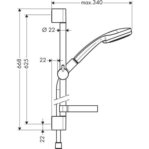 Hansgrohe - Brausegarnitur CROMA 100 Vario UNICA C 650mm 9,4l/min 27776000 chrom