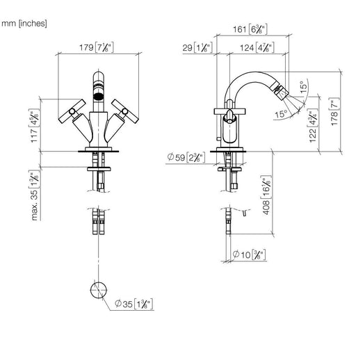 Dornbracht - Bidet-ELB mit Ablaufgarnitur TARA 24510892 Dark Platinum gebürstet
