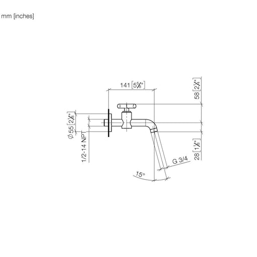 Dornbracht - Auslaufventil mit Kreuzgriff TARA 30010892 Ausladung 140mm platin gebürst