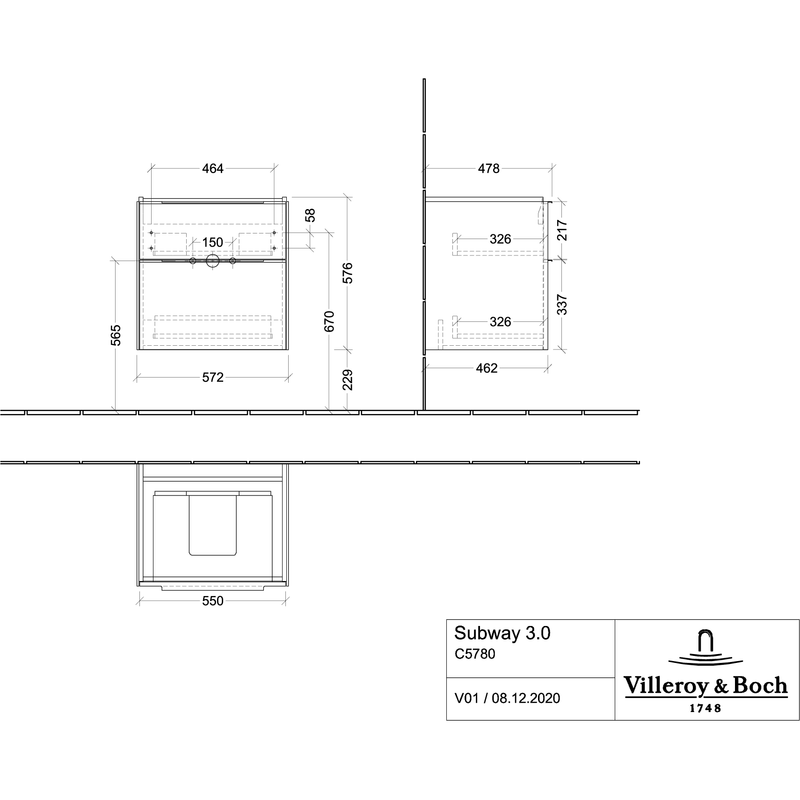 VILLEROY & BOCH - WTU 572x579x462 mm 2 Auszüge Brilliant White