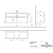 VILLEROY & BOCH - WTU 1272x579x462 mm 4 Auszüge Brilliant White