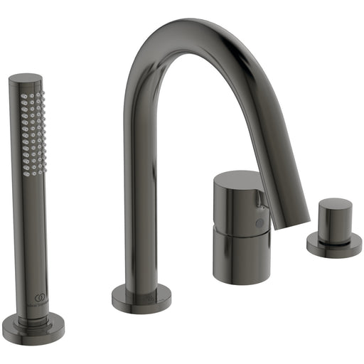 Ideal Standard - 4-Loch Wannenrandarm. JOY, m.Auslauf, Stab-HB u.Umsteller, Magnetic grey