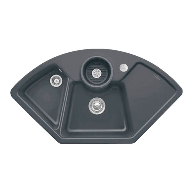 VILLEROY & BOCH - Eck-Spültisch SOLO ECK, 670802 107,5x60,m.Excenterb.,Cplus,graphit