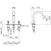 Dornbracht - WT-3-Lochbatt. LA FLEUR exclusive 20723956 Champagne