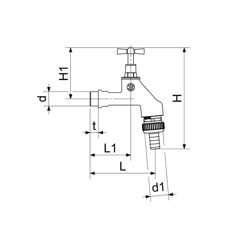 Schlösser Armaturen - Auslaufventil 1/2 Knebel m.RU m.SV mattchrom
